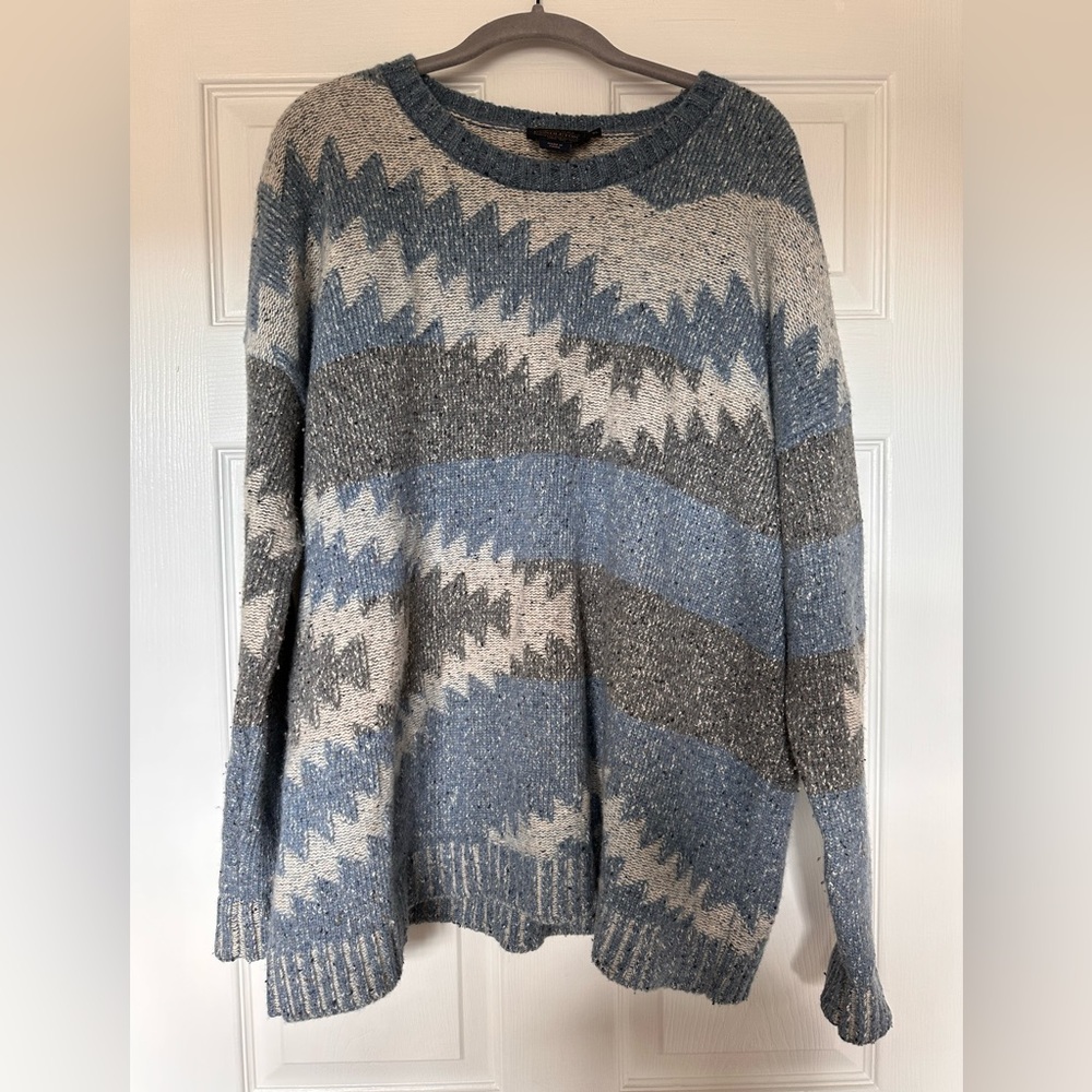 Pendleton Gray And Blue Patterned Sweater - image 5